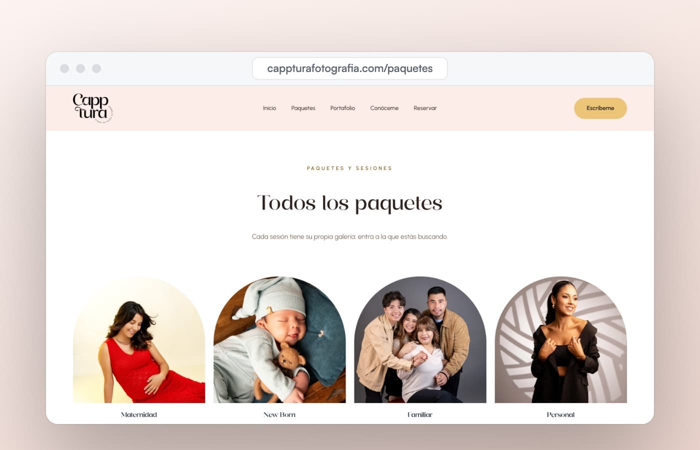 Capptura: los tipos de sesión, cada uno con su galería
