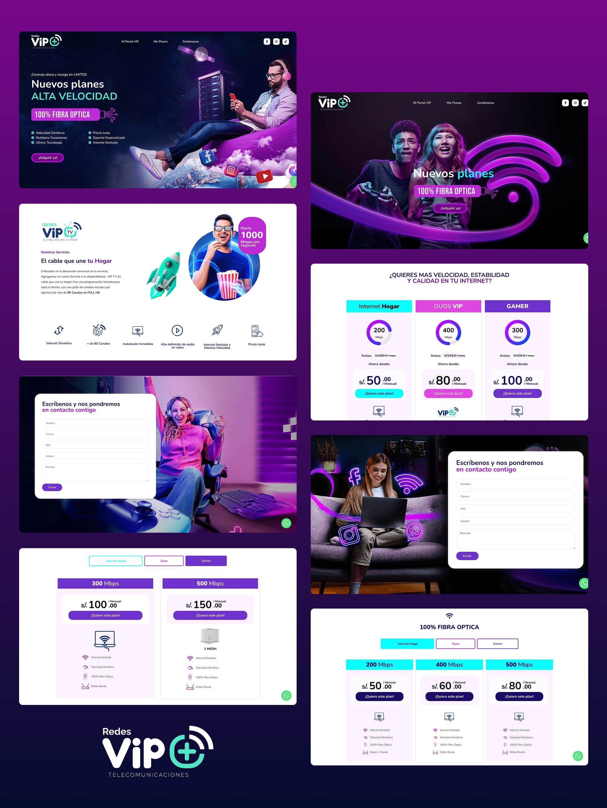 Redes VIP — vista web del sitio