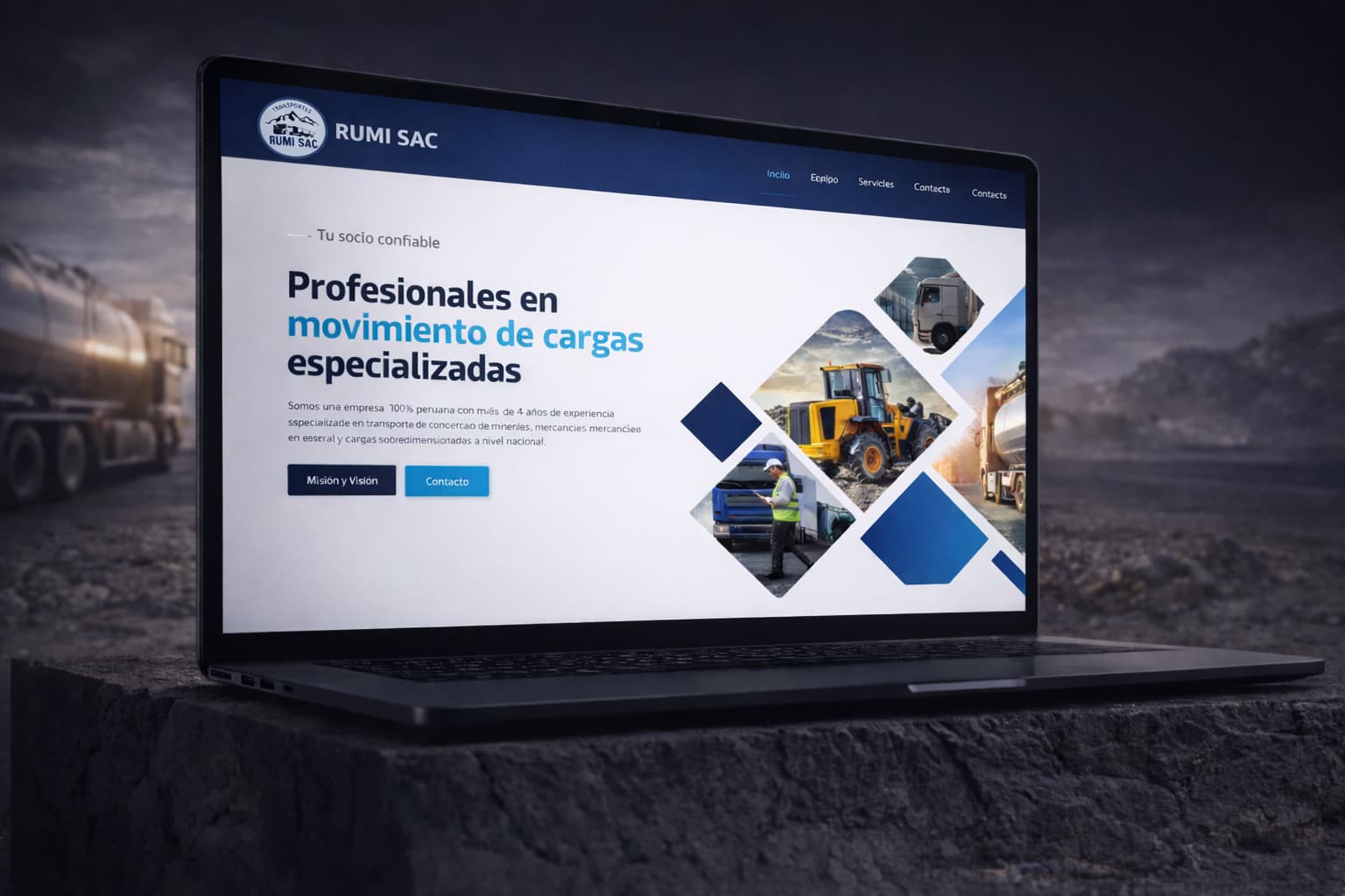 Transportes Rumi — vista principal del sitio web