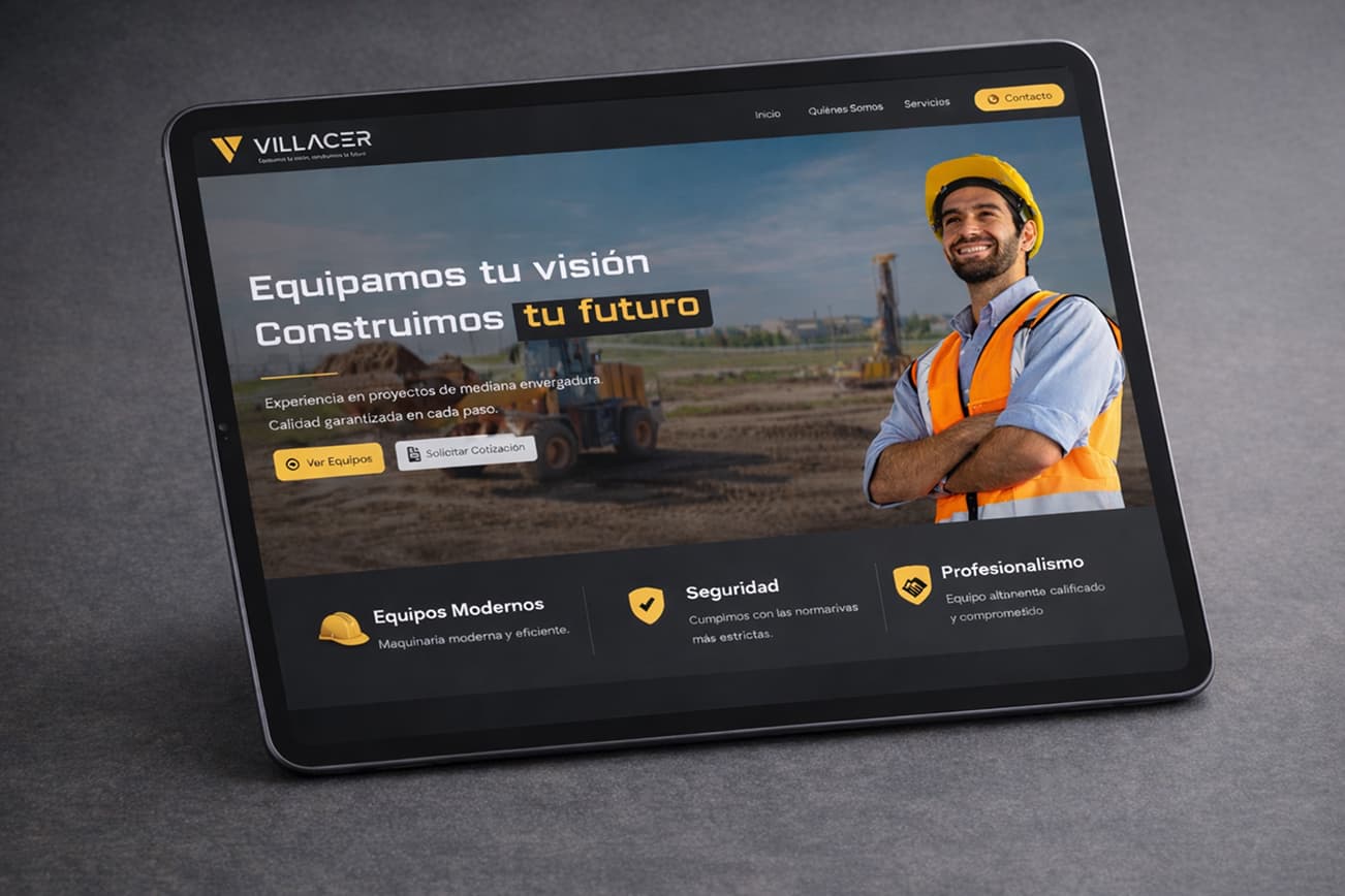 Villacer — homepage en tablet