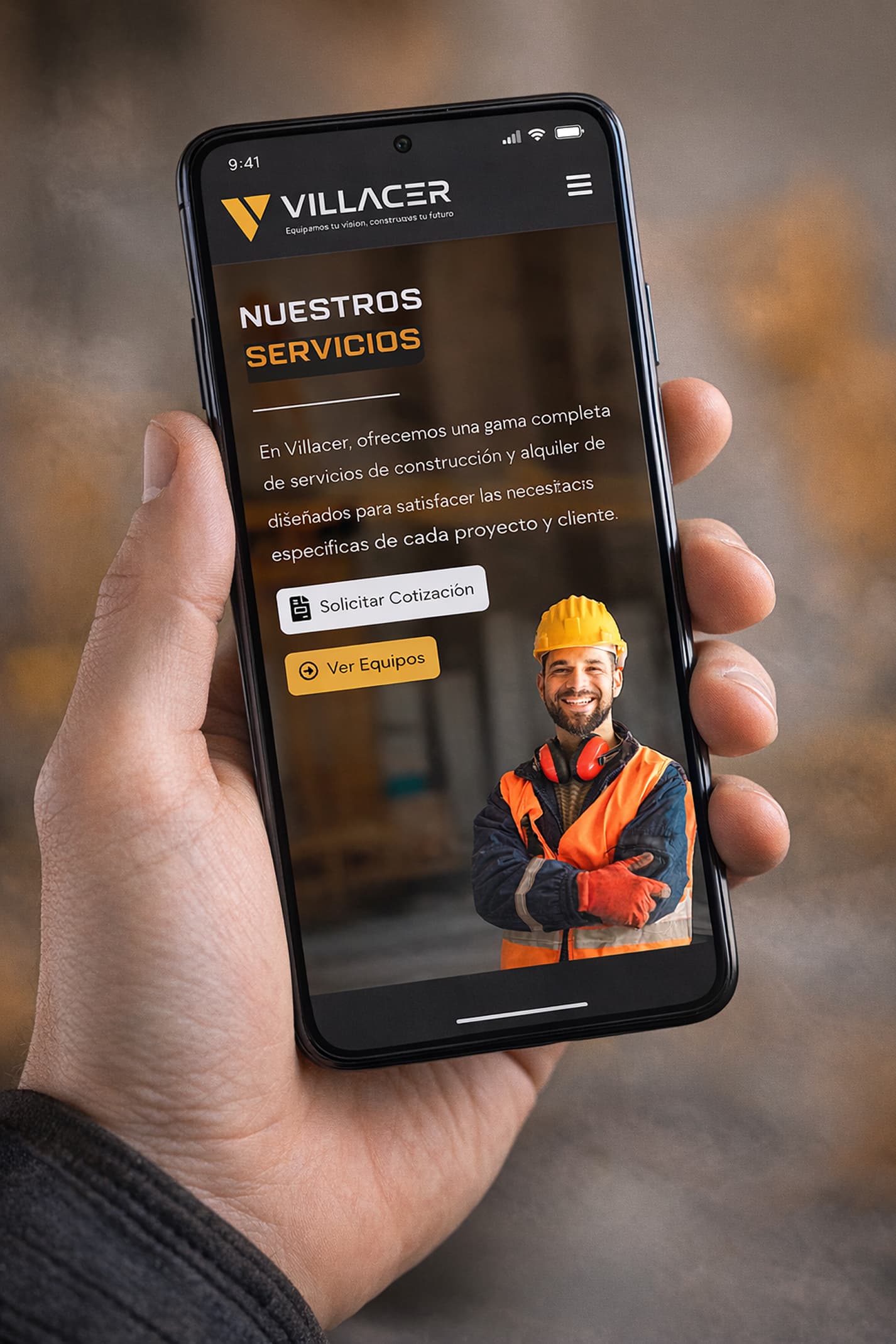 Villacer — página de servicios en móvil