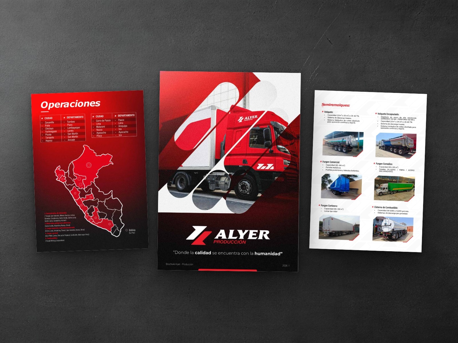 Páginas del brochure comercial de Alyer Producción