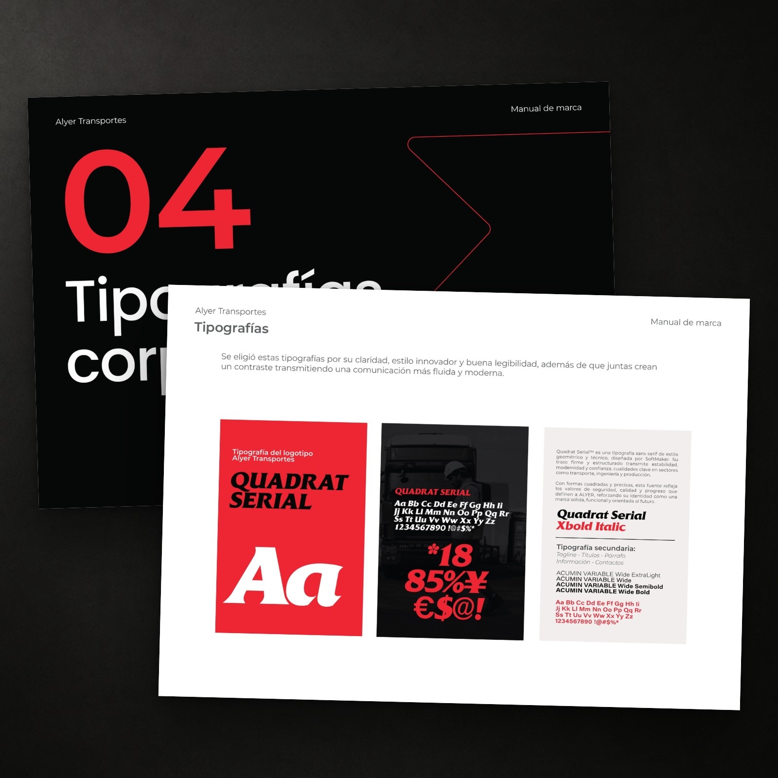 Lámina de tipografías corporativas del manual de marca
