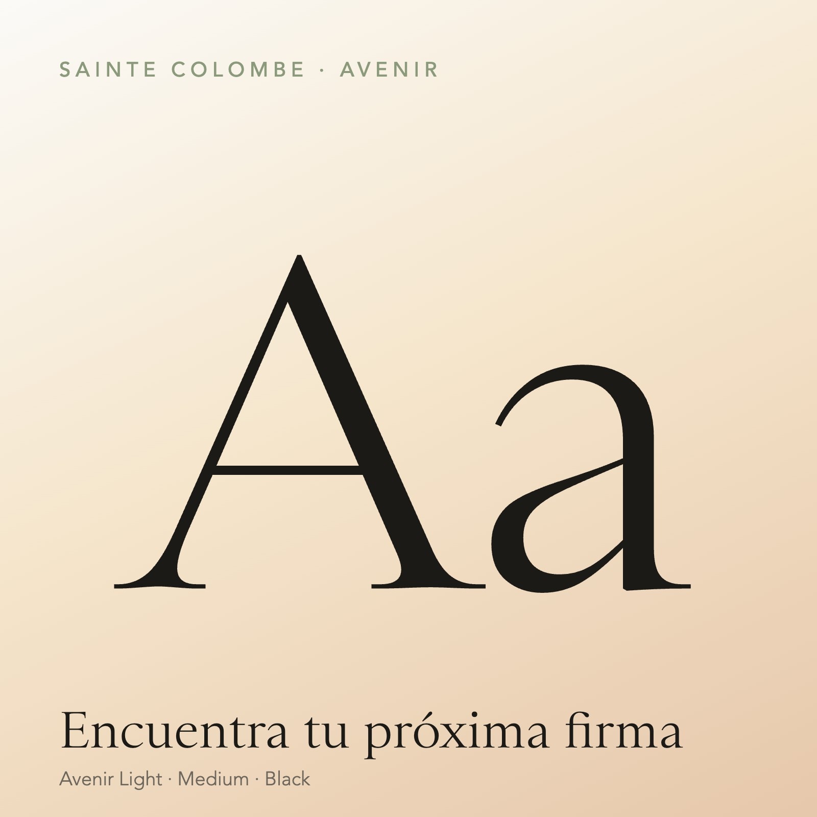 Espécimen tipográfico de Aurore: Sainte Colombe para los titulares y Avenir para el texto