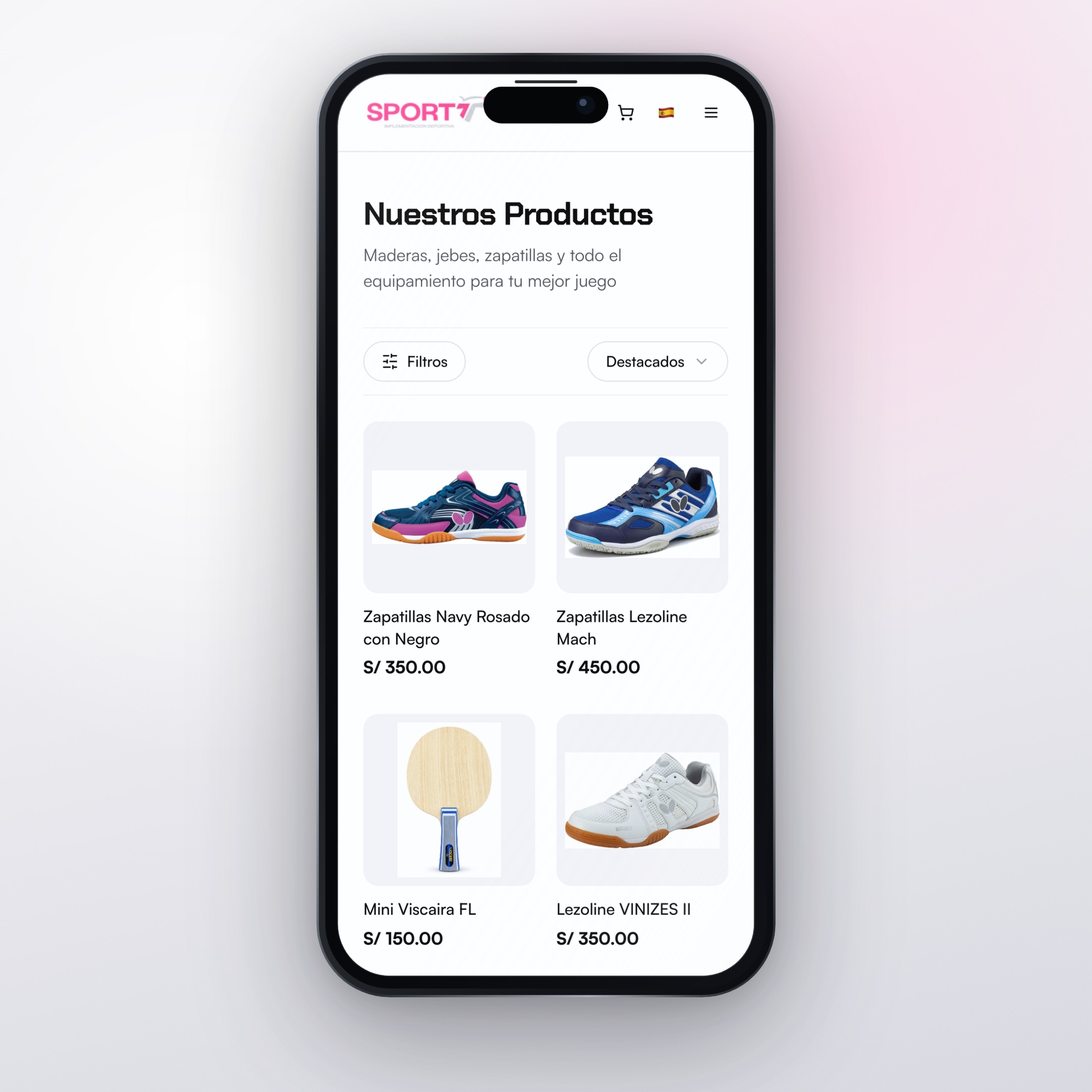 El catálogo de Sportt en un teléfono