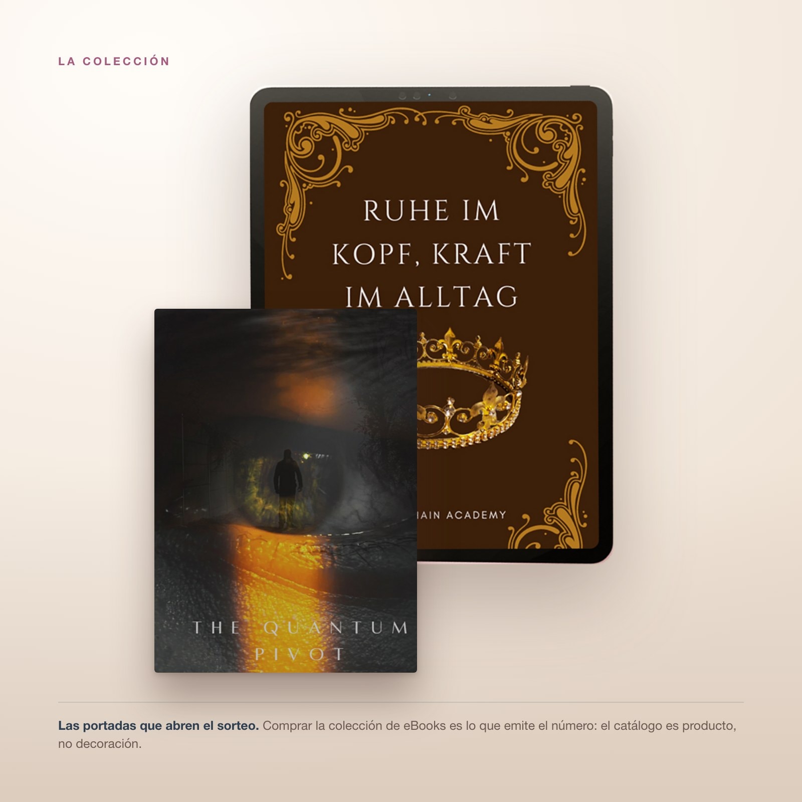 Las portadas de los eBooks de VitalChain, una impresa y otra en una tableta