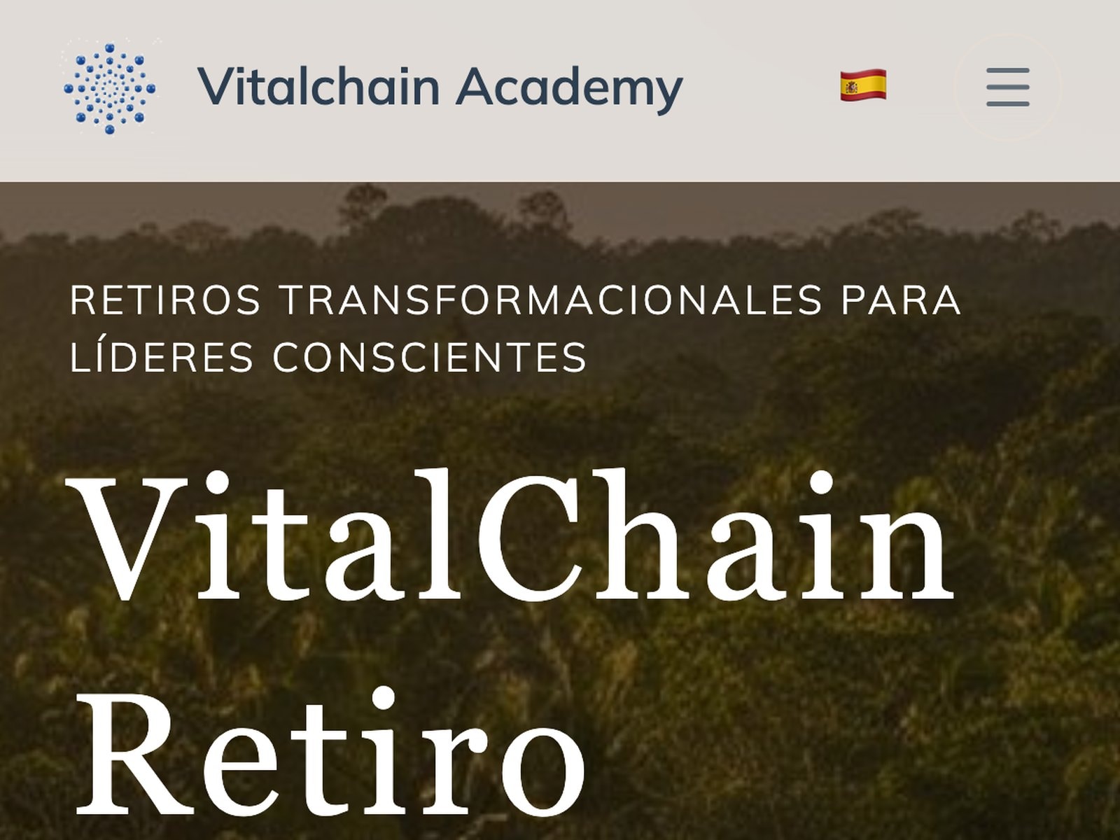 La portada del retiro de VitalChain sobre una selva, con las dos fechas de Croacia